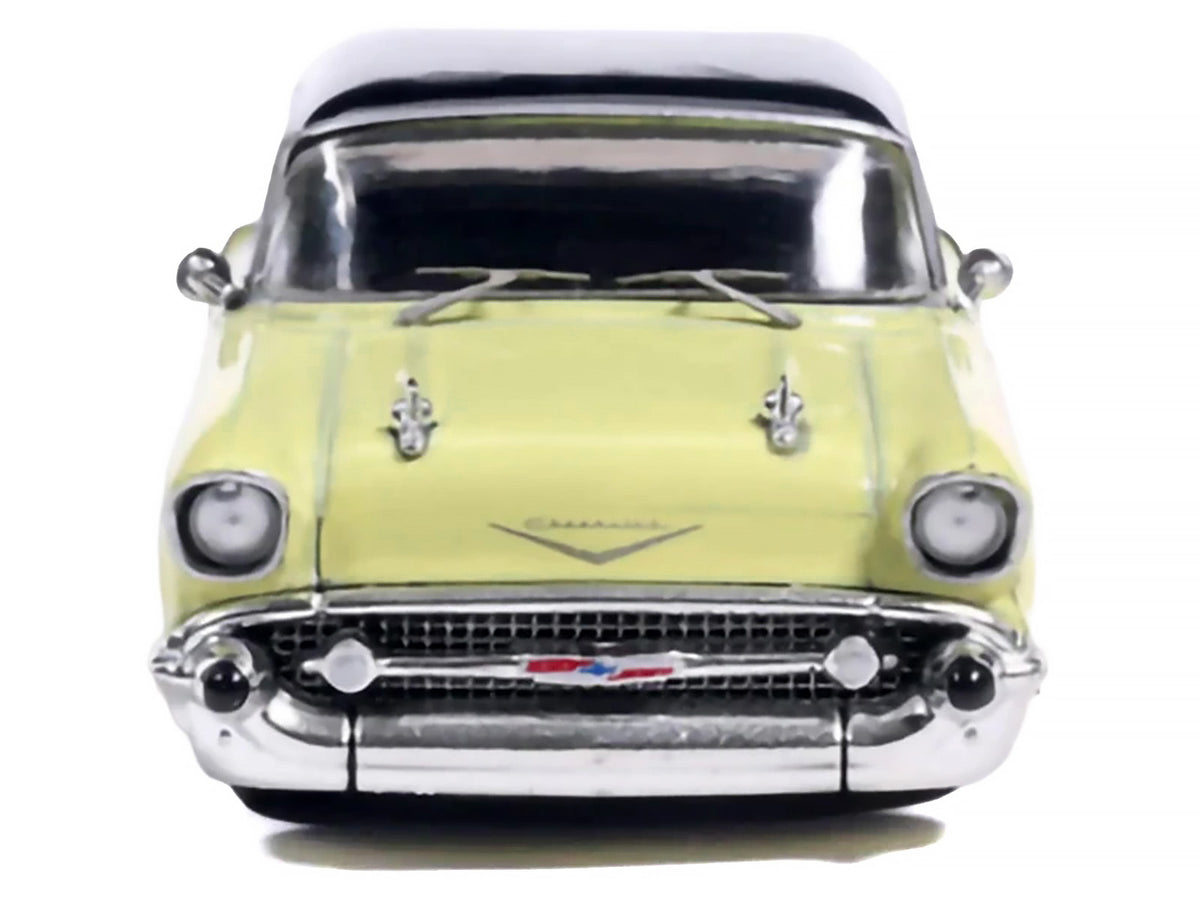 1957 Chevrolet One-Fifty Lowered Colonial Cream and Onyx Black 1/64 Diecast Model Car