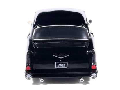 1957 Chevrolet One-Fifty Lowered Colonial Cream and Onyx Black 1/64 Diecast Model Car