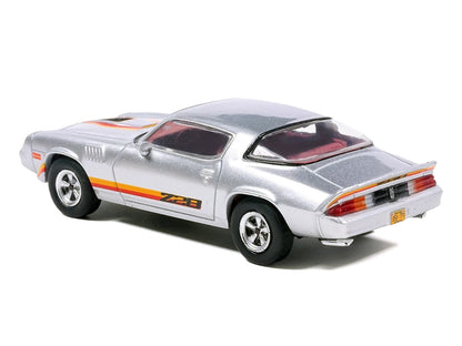 1979 Chevrolet Camaro Z28 Silver Metallic with Stripes and Red Interior 1/64 Diecast Model Car