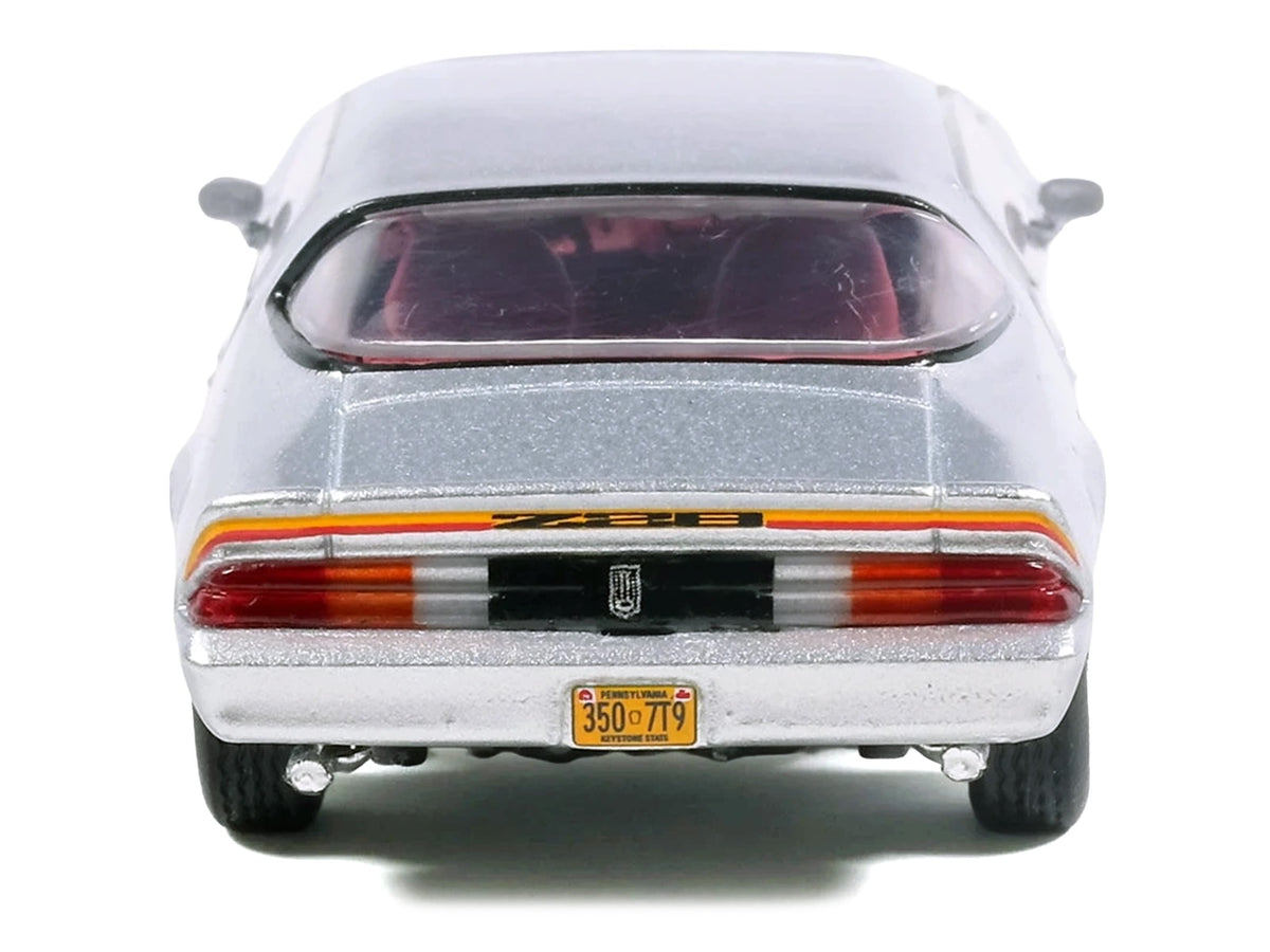 1979 Chevrolet Camaro Z28 Silver Metallic with Stripes and Red Interior 1/64 Diecast Model Car