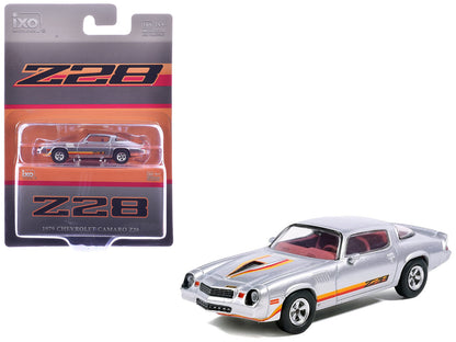 1979 Chevrolet Camaro Z28 Silver Metallic with Stripes and Red Interior 1/64 Diecast Model Car