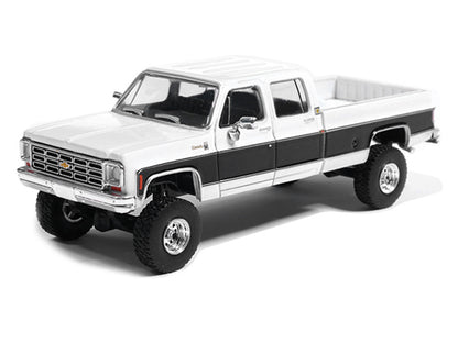 1978 Chevrolet Silverado K30 Crew Cab Pickup Truck White and Black 1/64 Diecast Model Car