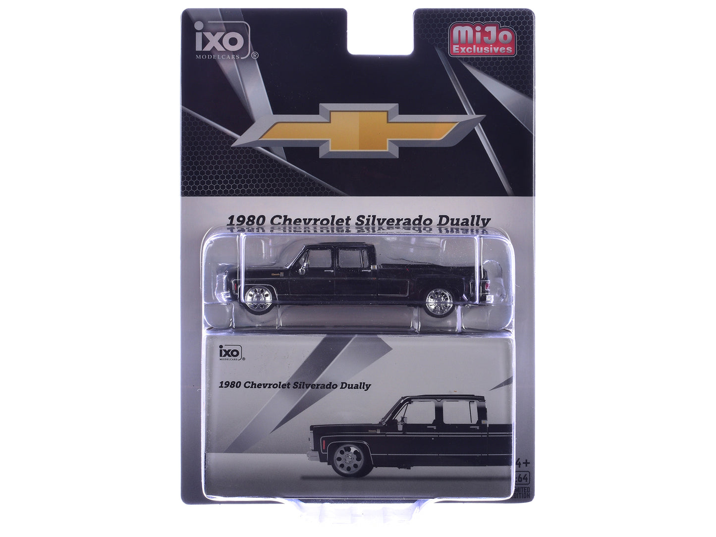 1980 Chevrolet Silverado C30 Crew Cab Dually Lowered Pickup Truck Black 1/64 Diecast Model Car