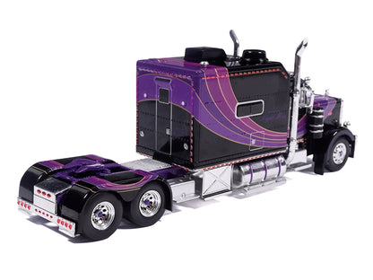 Peterbilt 379 Truck with Sleeper and Dry Goods Trailer "Night Moves" Black with Graphics "J1 Diecast" Series 1/64 Diecast Model