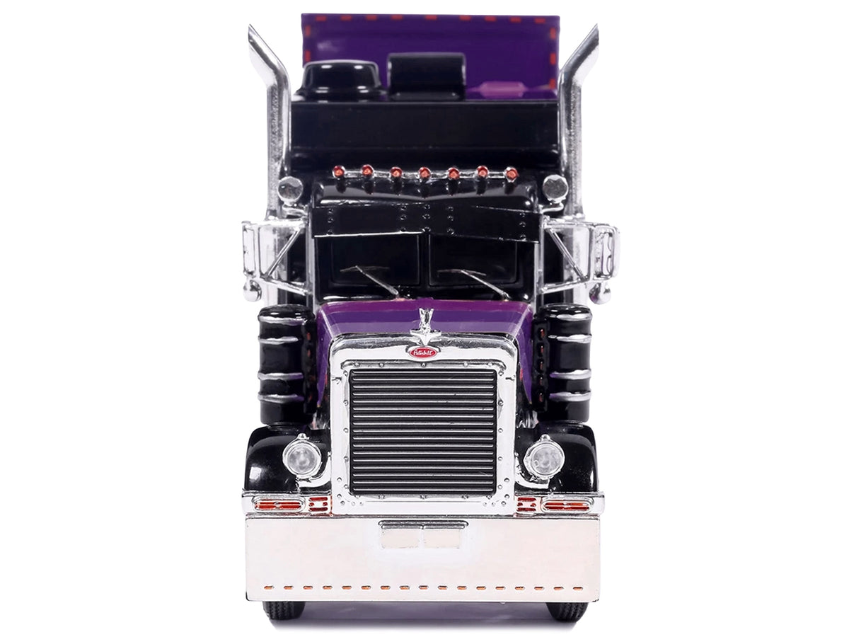 Peterbilt 379 Truck with Sleeper and Dry Goods Trailer "Night Moves" Black with Graphics "J1 Diecast" Series 1/64 Diecast Model