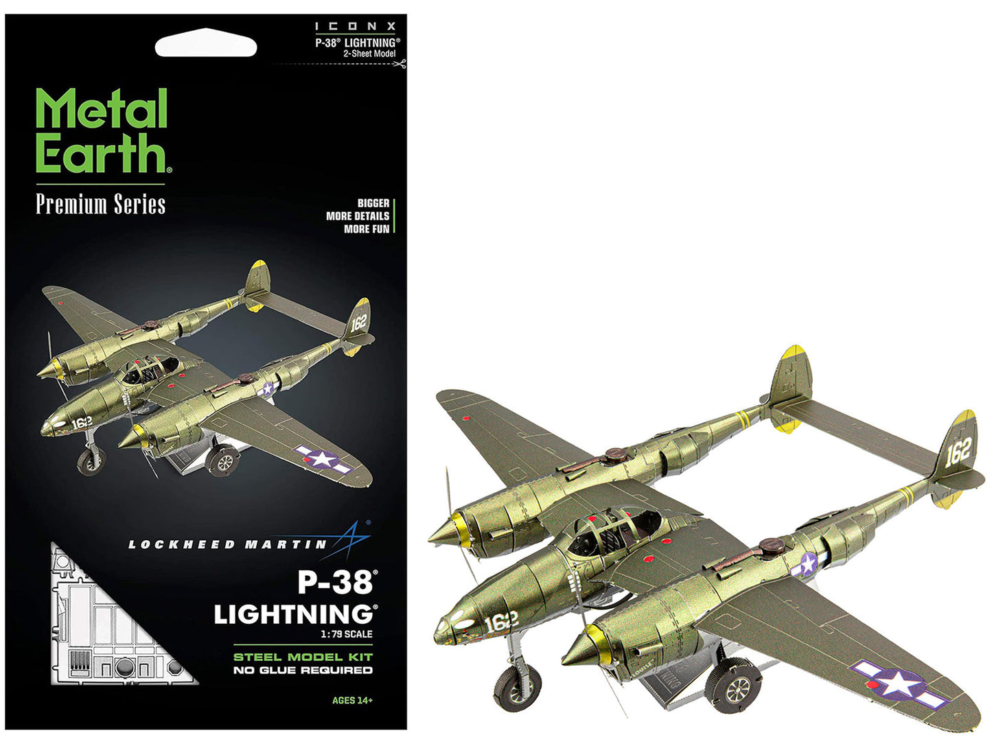 Model Kit Lockheed Martin P-38 Lightning Fighter Aircraft "#162" United States Army Air Forces (Challenging Difficulty) Model