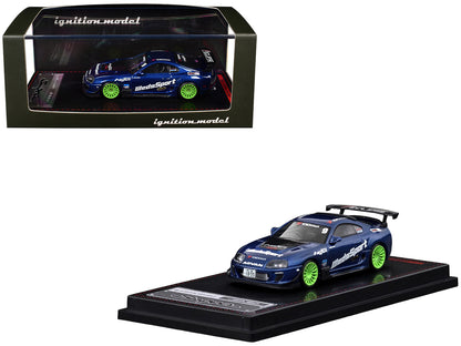 Toyota Supra (JZA80) RZ RHD (Right Hand Drive) #9 "WedsSport" Blue Metallic with Graphics 1/64 Diecast Model Car