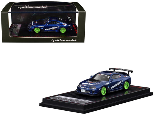 Toyota Supra (JZA80) RZ RHD (Right Hand Drive) #9 "WedsSport" Blue Metallic with Graphics 1/64 Diecast Model Car