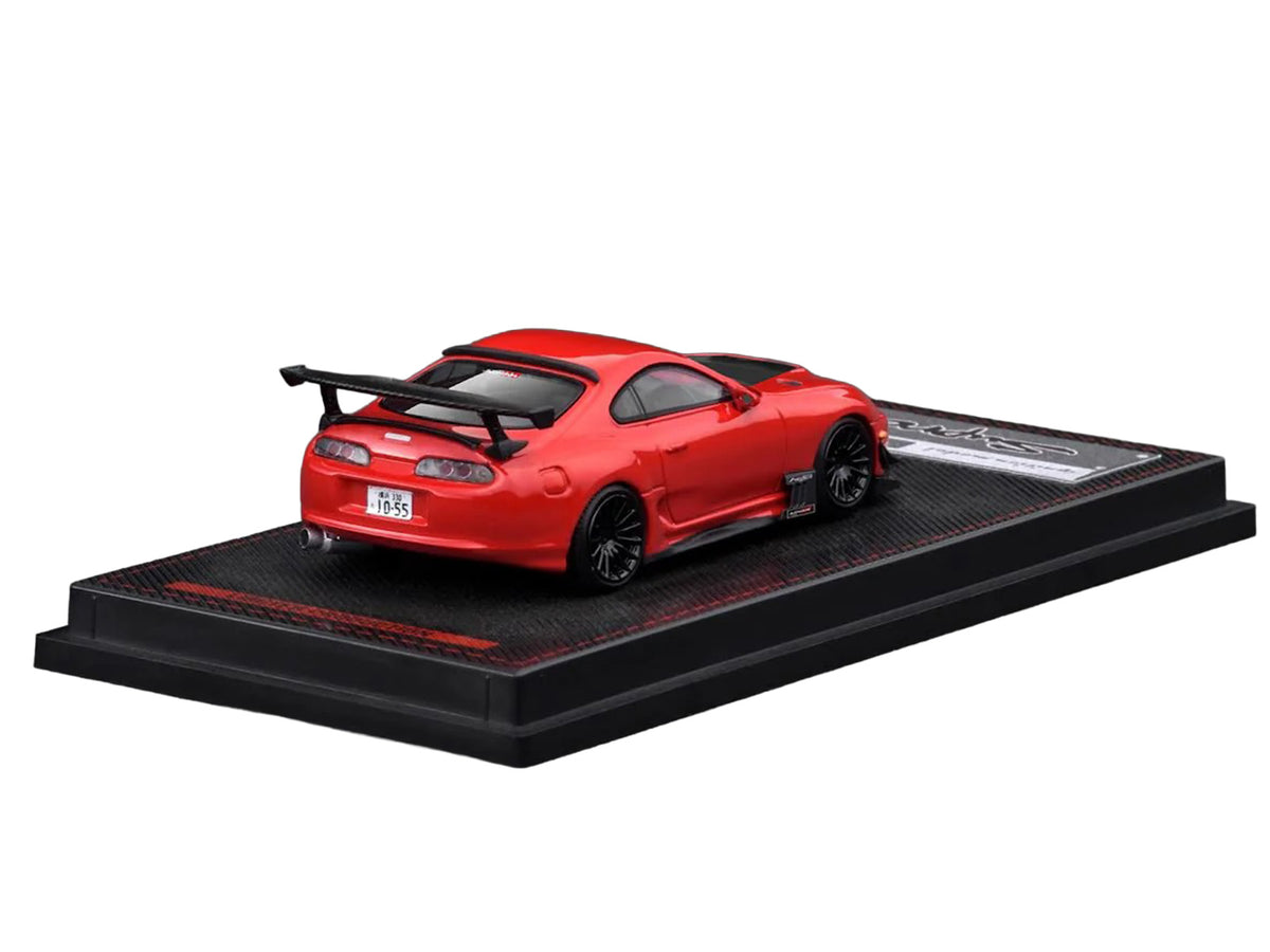 Toyota Supra (JZA80) RZ RHD (Right Hand Drive) Red with Carbon Hood 1/64 Diecast Model Car