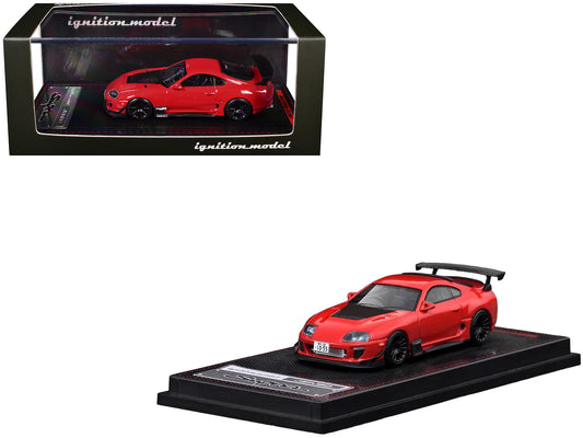 Toyota Supra (JZA80) RZ RHD (Right Hand Drive) Red with Carbon Hood 1/64 Diecast Model Car