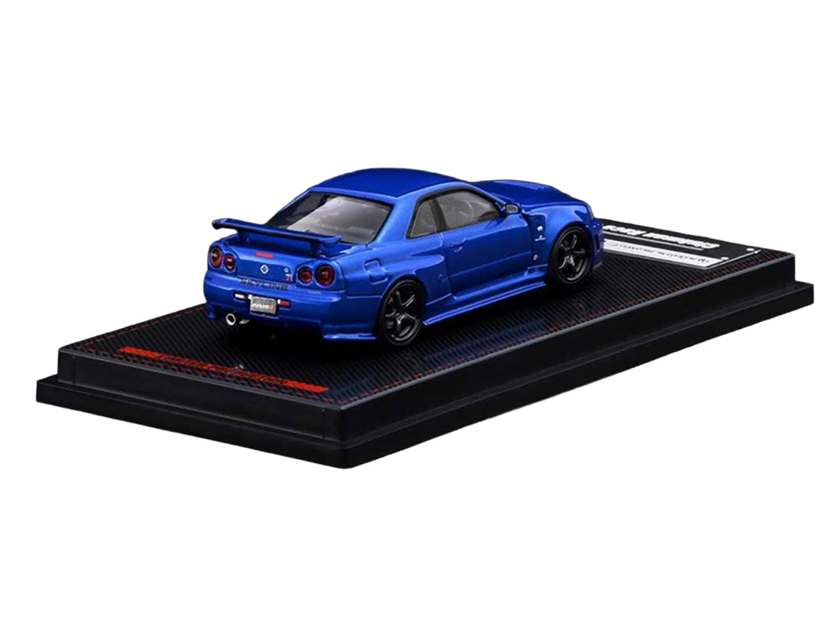 Nissan Skyline GT-R (BNR34) Nismo RHD (Right Hand Drive) Blue Metallic 1/64 Diecast Model Car