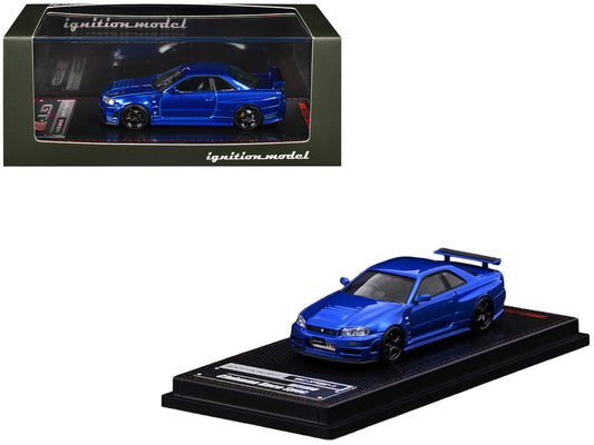 Nissan Skyline GT-R (BNR34) Nismo RHD (Right Hand Drive) Blue Metallic 1/64 Diecast Model Car