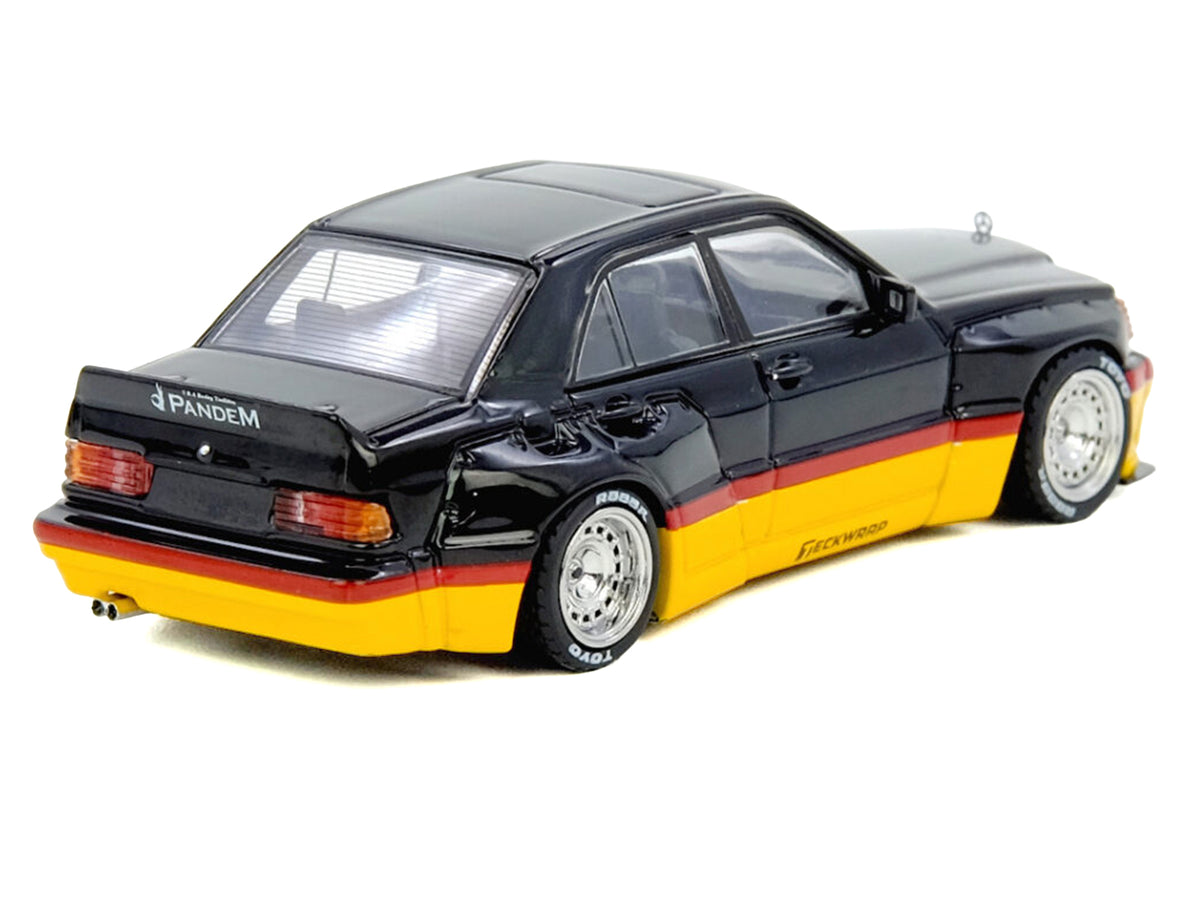 Pandem Rocket Bunny 190E Black with Red and Yellow Stripes "Diecast Con Madrid 2026 Event Edition" 1/64 Diecast Model Car