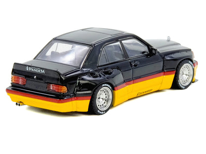 Pandem Rocket Bunny 190E Black with Red and Yellow Stripes "Diecast Con Madrid 2026 Event Edition" 1/64 Diecast Model Car