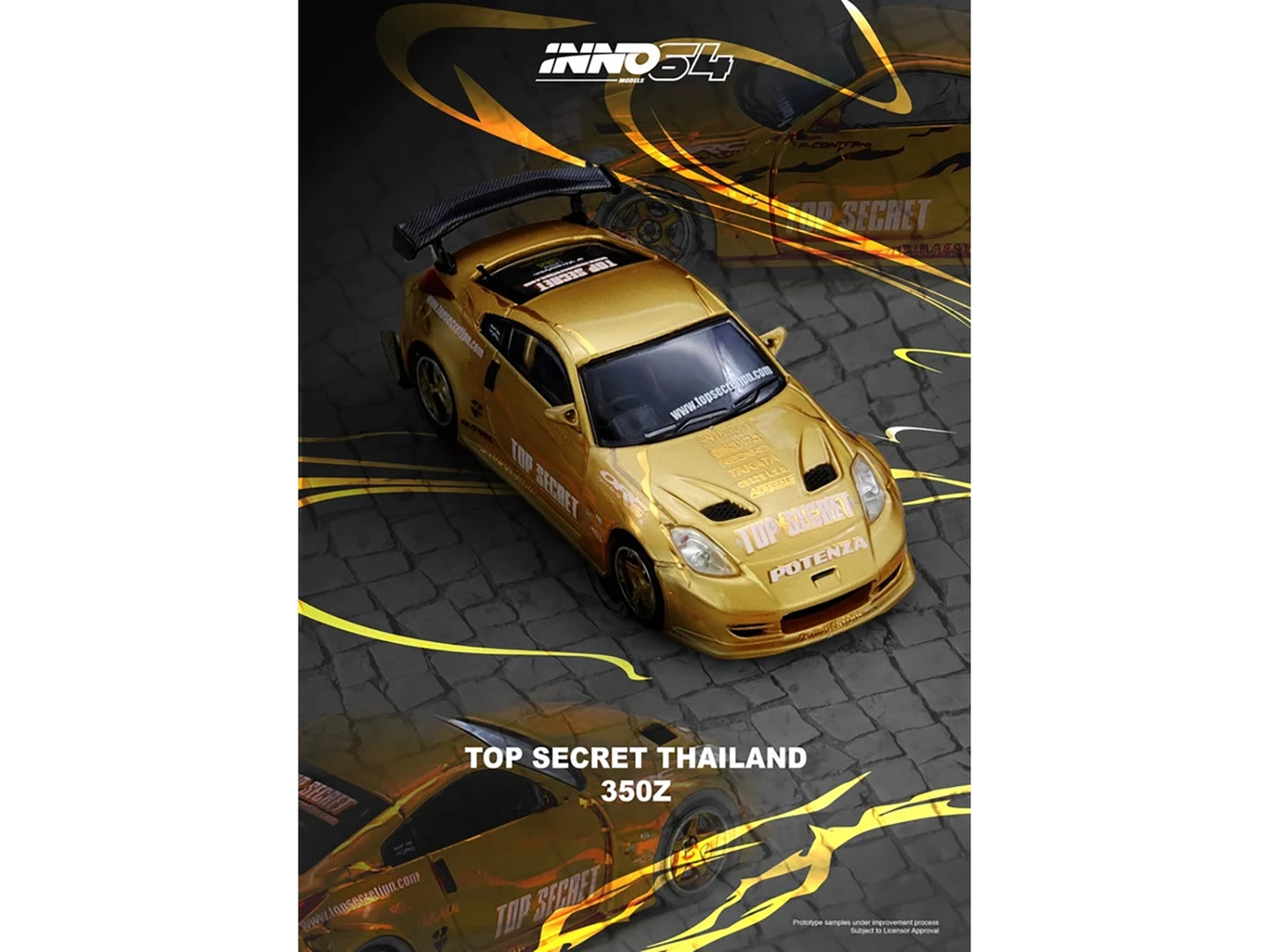 Nissan "Top Secret Thailand" 350Z RHD (Right Hand Drive) Gold Metallic with Graphics 1/64 Diecast Model Car