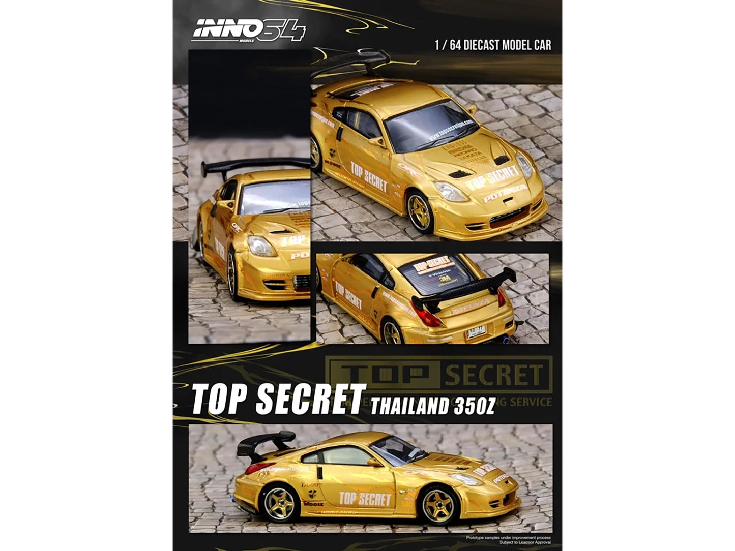 Nissan "Top Secret Thailand" 350Z RHD (Right Hand Drive) Gold Metallic with Graphics 1/64 Diecast Model Car