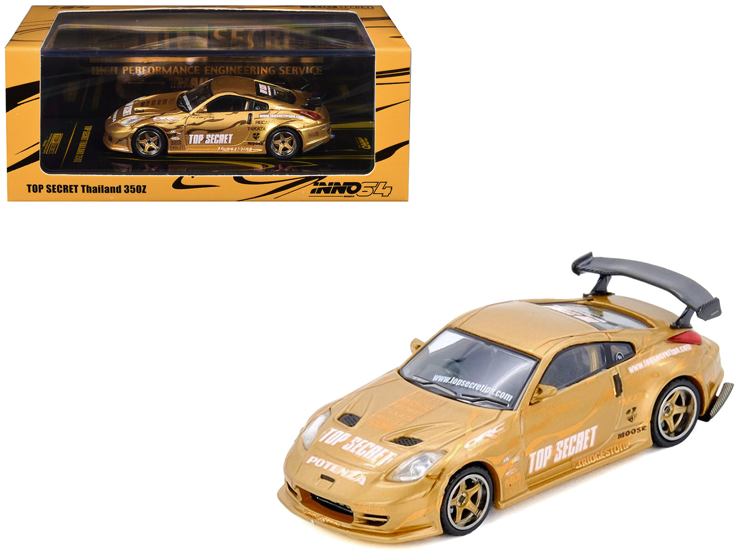 Nissan "Top Secret Thailand" 350Z RHD (Right Hand Drive) Gold Metallic with Graphics 1/64 Diecast Model Car