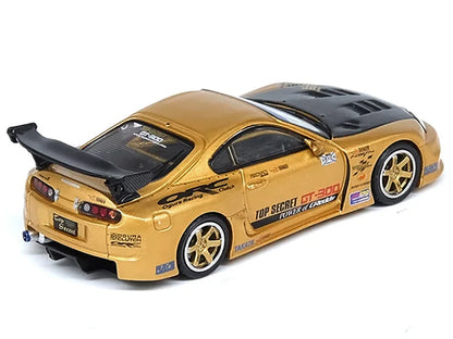 Toyota Supra (A80) "Top Secret" GT300 RHD (Right Hand Drive) Gold Metallic with Carbon Hood 1/64 Diecast Model Car