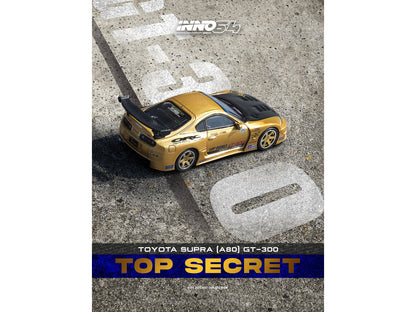 Toyota Supra (A80) "Top Secret" GT300 RHD (Right Hand Drive) Gold Metallic with Carbon Hood 1/64 Diecast Model Car