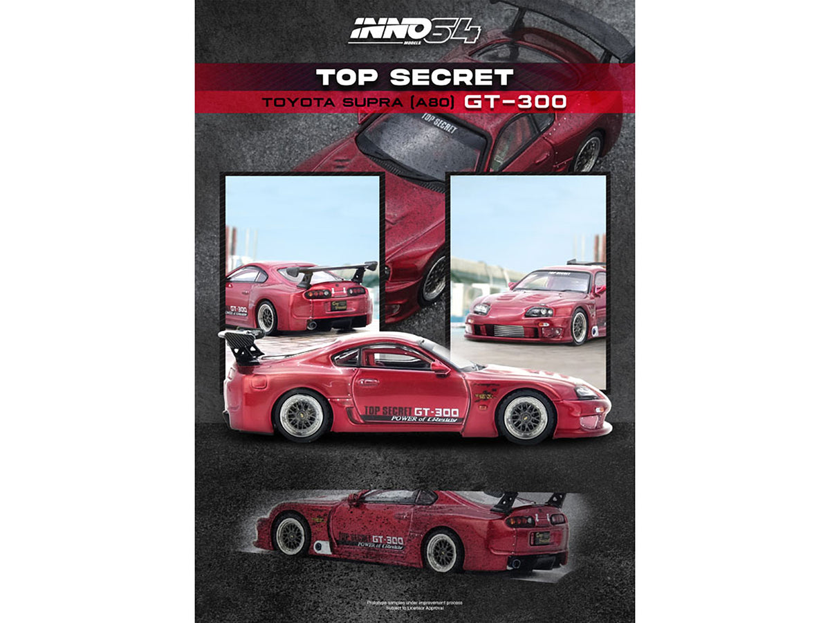 Toyota Supra (A80) "Top Secret" GT300 RHD (Right Hand Drive) Red Metallic 1/64 Diecast Model Car