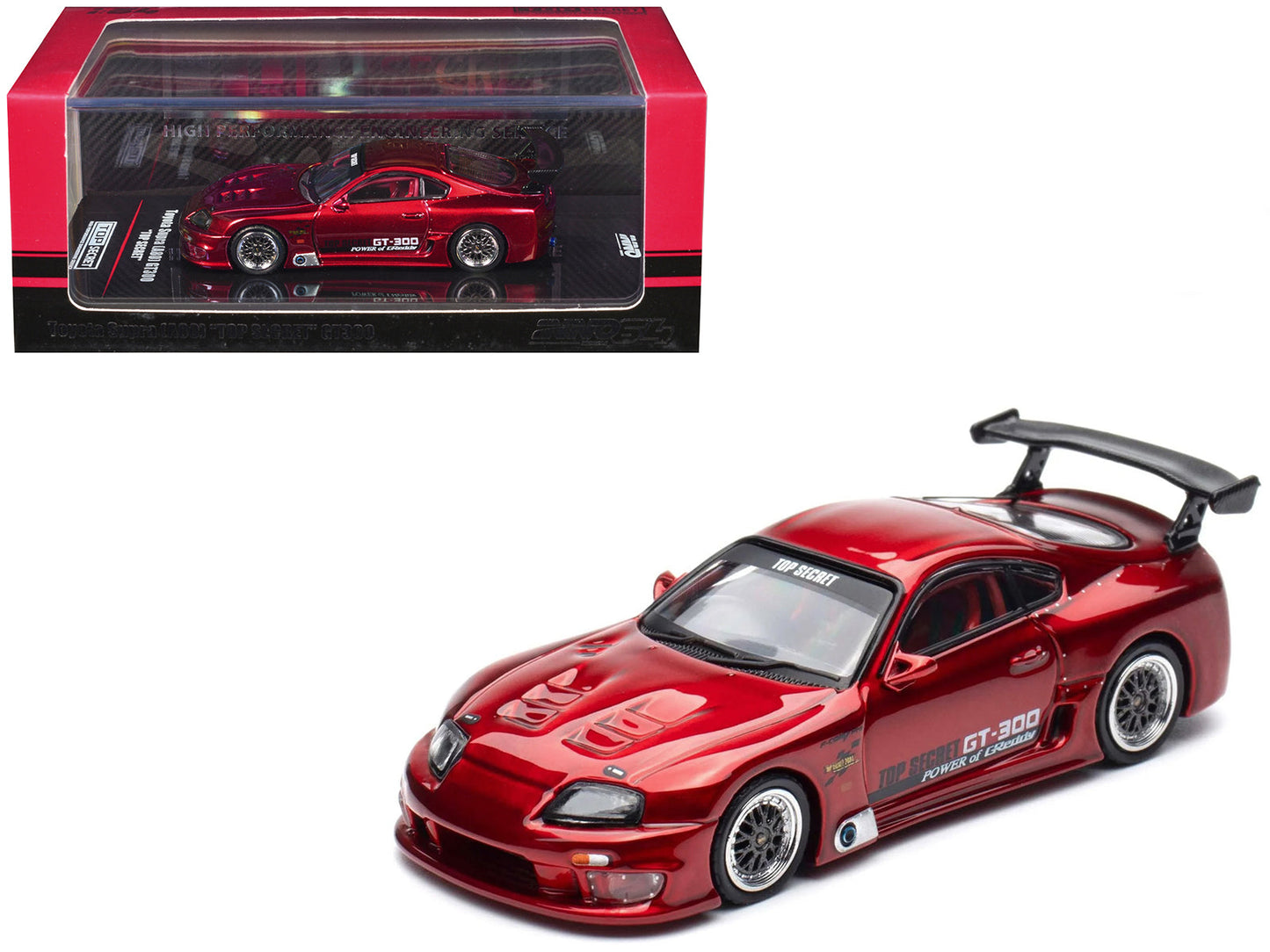 Toyota Supra (A80) "Top Secret" GT300 RHD (Right Hand Drive) Red Metallic 1/64 Diecast Model Car