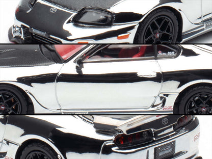 Toyota Supra (A80) "Top Secret" GT300 RHD (Right Hand Drive) Chrome with Carbon Hood and Red Interior "Tokyo Auto Salon 2026 Event Exclusive" 1/64 Diecast Model Car