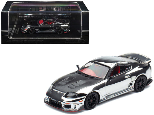 Toyota Supra (A80) "Top Secret" GT300 RHD (Right Hand Drive) Chrome with Carbon Hood and Red Interior "Tokyo Auto Salon 2026 Event Exclusive" 1/64 Diecast Model Car