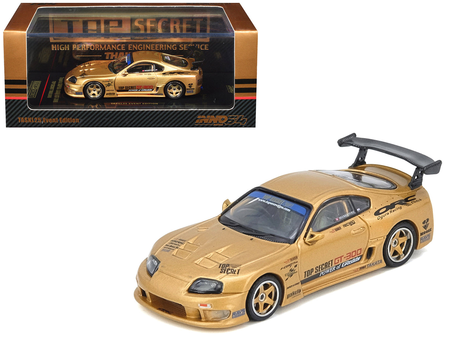 Toyota Supra (A80) "Top Secret Thailand" GT300 RHD (Right Hand Drive) Gold Metallic "Tokyo Auto Salon Kuala Lumpur 2025 Event Exclusive" 1/64 Diecast Model Car