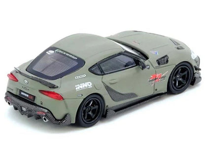 Toyota Supra (A90) "DarwinPro" Matt Green with Carbon Accents 1/64 Diecast Model Car