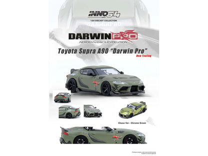 Toyota Supra (A90) "DarwinPro" Matt Green with Carbon Accents 1/64 Diecast Model Car