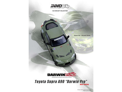Toyota Supra (A90) "DarwinPro" Matt Green with Carbon Accents 1/64 Diecast Model Car