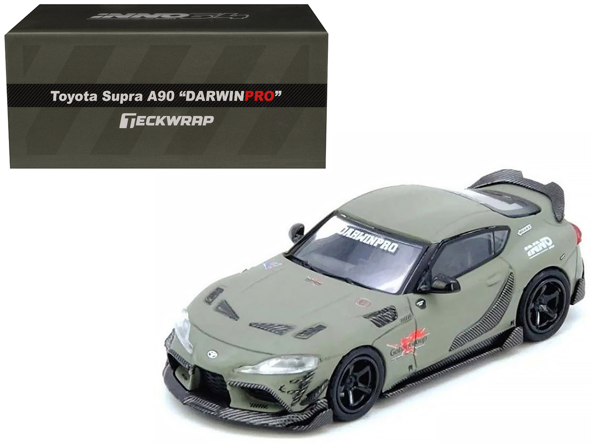Toyota Supra (A90) "DarwinPro" Matt Green with Carbon Accents 1/64 Diecast Model Car