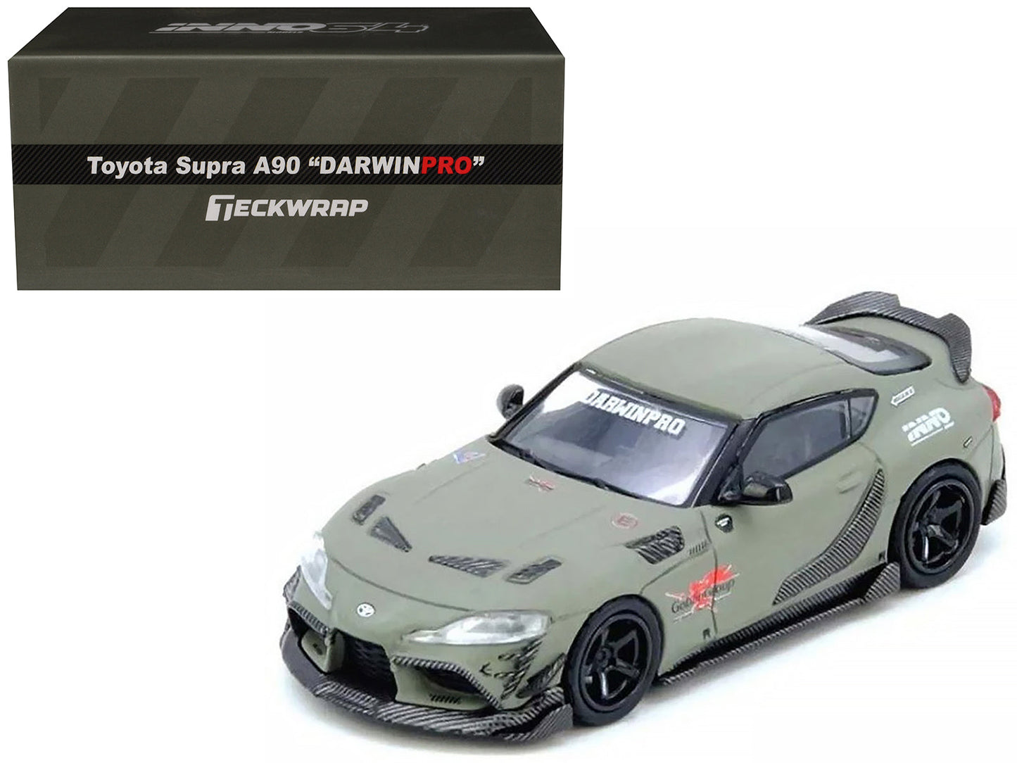 Toyota Supra (A90) "DarwinPro" Matt Green with Carbon Accents 1/64 Diecast Model Car