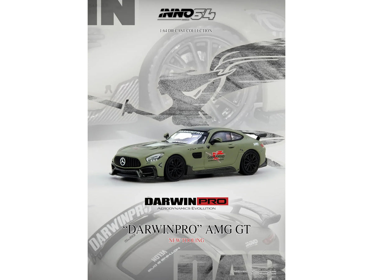 DarwinPRO iMP-Performance AMG GT "Goblin Group" Matt Green with Black Top 1/64 Diecast Model Car