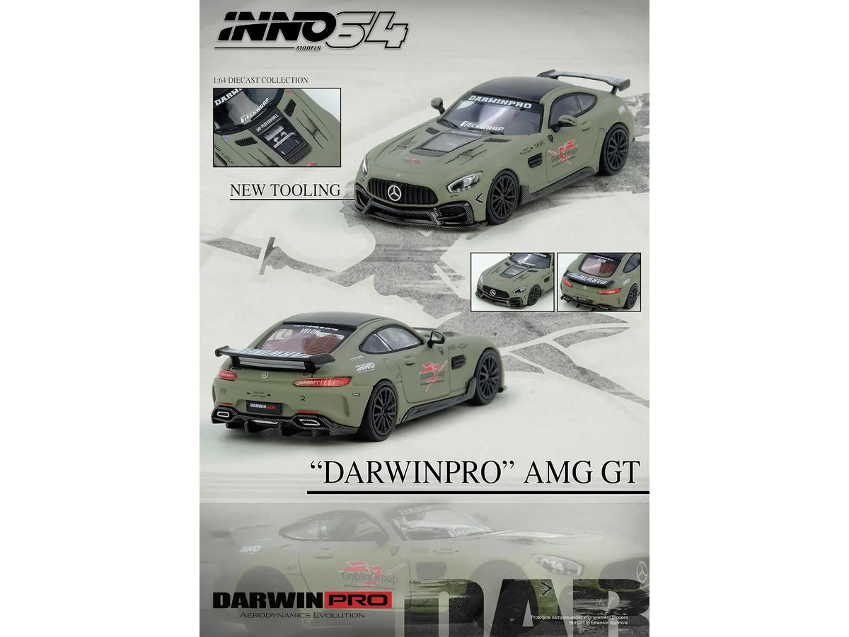DarwinPRO iMP-Performance AMG GT "Goblin Group" Matt Green with Black Top 1/64 Diecast Model Car