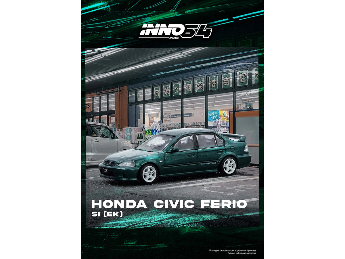Honda Civic Ferio Si (EK) RHD (Right Hand Drive) Green Metallic 1/64 Diecast Model Car