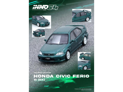 Honda Civic Ferio Si (EK) RHD (Right Hand Drive) Green Metallic 1/64 Diecast Model Car