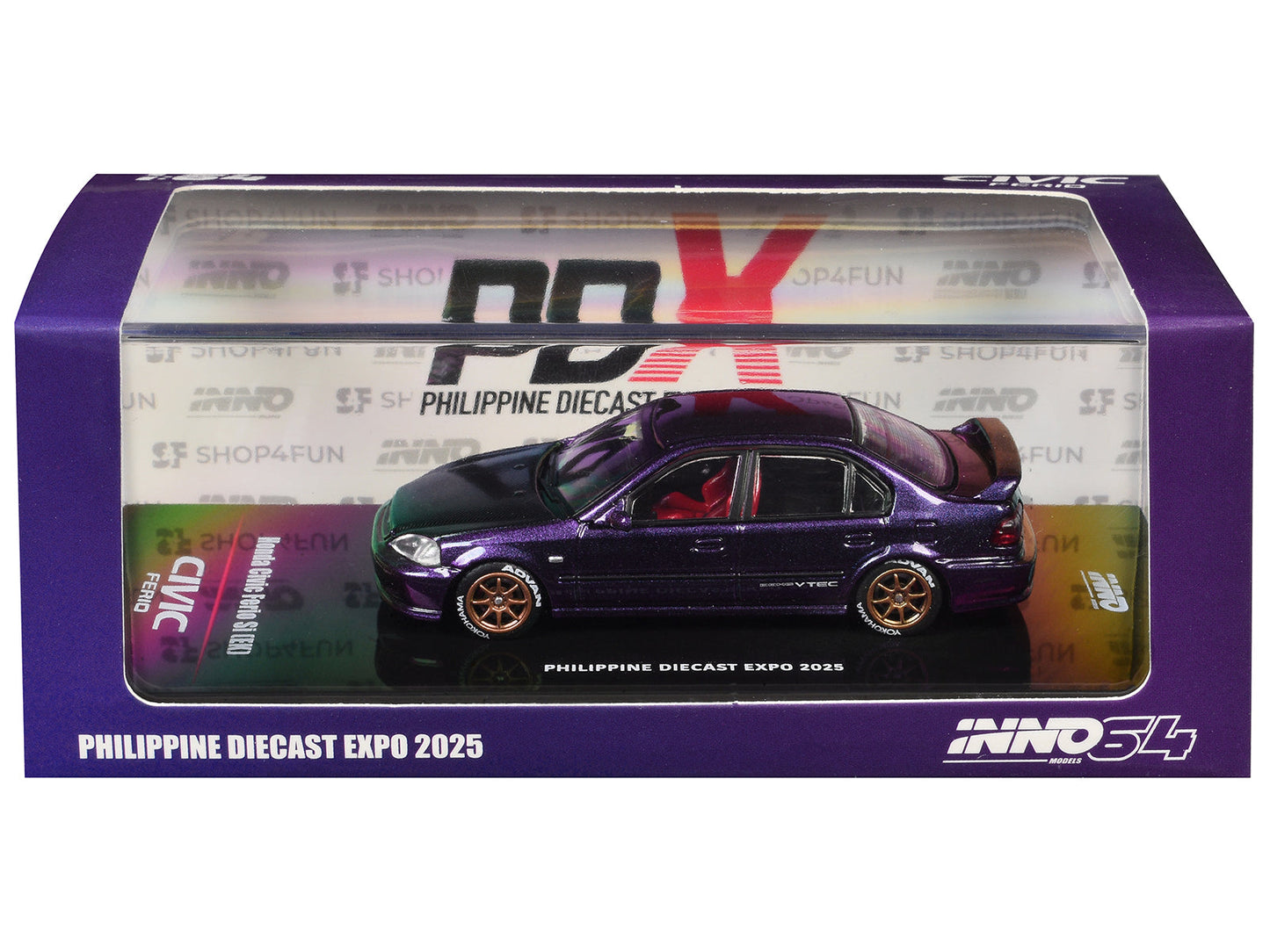 Honda Civic Ferio Si (EK) RHD (Right Hand Drive) Midnight Purple Metallic "Philippine Diecast Expo 2025 Event Edition" 1/64 Diecast Model Car