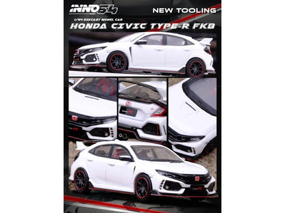 Honda Civic Type R (FK8) RHD (Right Hand Drive) White 1/64 Diecast Model Car