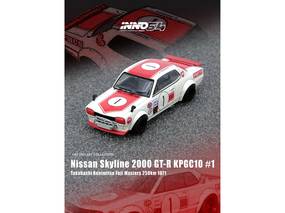 Nissan Skyline 2000 GT-R (KPGC10) #1 RHD (Right Hand Drive) Takahashi Kinimitsu "Fuji Masters 250km" (1971) 1/64 Diecast Model Car
