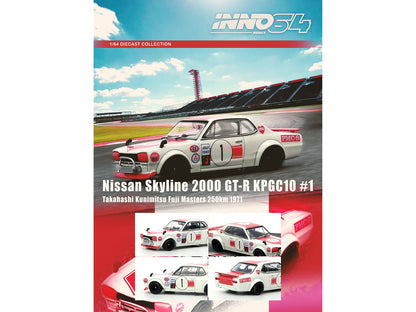 Nissan Skyline 2000 GT-R (KPGC10) #1 RHD (Right Hand Drive) Takahashi Kinimitsu "Fuji Masters 250km" (1971) 1/64 Diecast Model Car