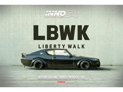 Nissan Skyline 2000 GT-R (KPGC110) RHD (Right Hand Drive) "LB-Works" Black 1/64 Diecast Model Car