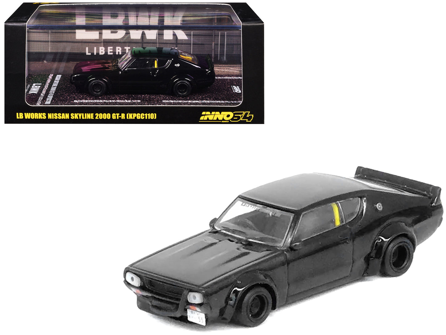 Nissan Skyline 2000 GT-R (KPGC110) RHD (Right Hand Drive) "LB-Works" Black 1/64 Diecast Model Car