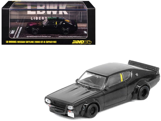 Nissan Skyline 2000 GT-R (KPGC110) RHD (Right Hand Drive) "LB-Works" Black 1/64 Diecast Model Car