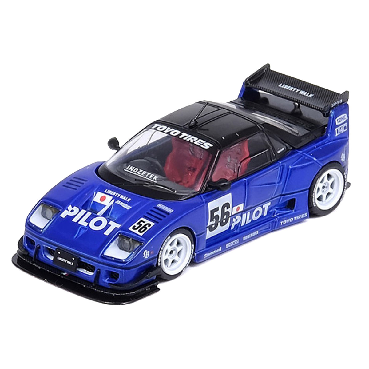 Mazda AZ-1 Liberty Walk LB40 RHD (Right Hand Drive) #56 "Pilot" Blue with Black Top 1/64 Diecast Model Car