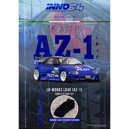 Mazda AZ-1 Liberty Walk LB40 RHD (Right Hand Drive) #56 "Pilot" Blue with Black Top 1/64 Diecast Model Car