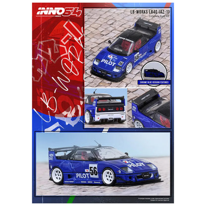 Mazda AZ-1 Liberty Walk LB40 RHD (Right Hand Drive) #56 "Pilot" Blue with Black Top 1/64 Diecast Model Car