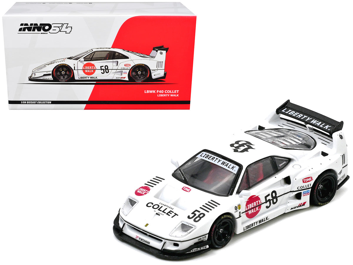LBWK (Liberty Walk) F40 #58 White with Graphics "Collet" 1/64 Diecast Model Car