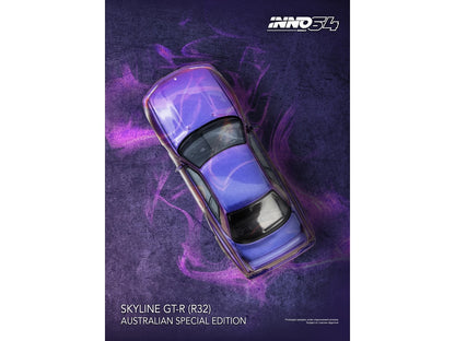 Nissan Skyline GT-R (R32) RHD (Right Hand Drive) Midnight Purple Metallic "Australian Special Edition" 1/64 Diecast Model Car