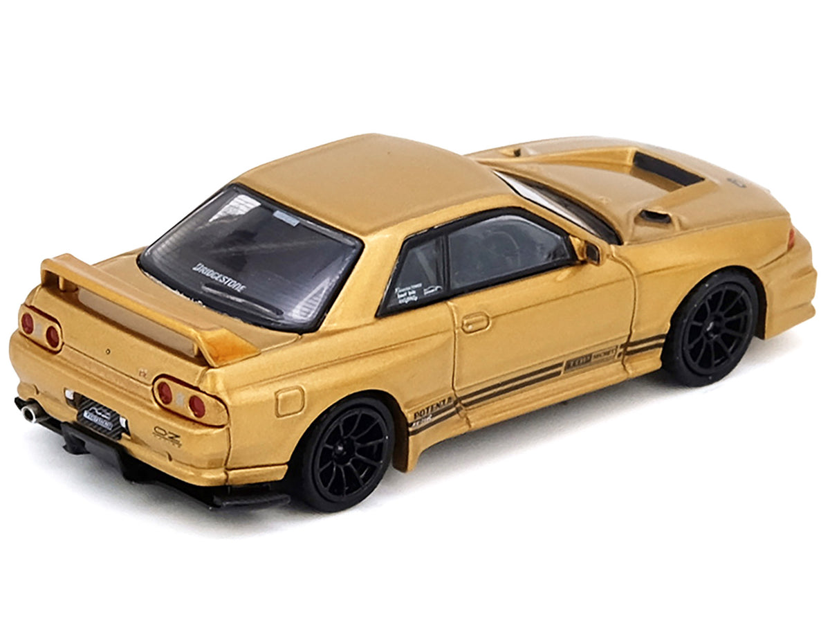 Nissan Skyline "Top Secret" BNR32 GT-R (650R) RHD (Right Hand Drive) Gold Metallic 1/64 Diecast Model Car